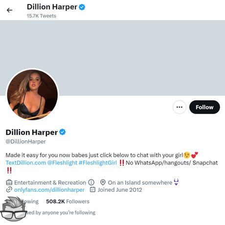 Dillion Harper Twitter - twitter.comDillionHarper