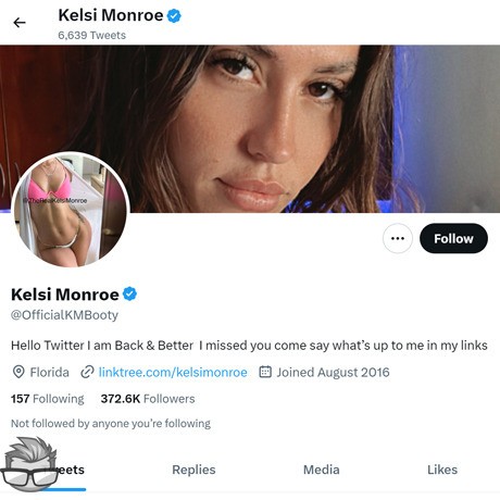 Kelsi Monroe Twitter - twitter.comofficialkmbooty